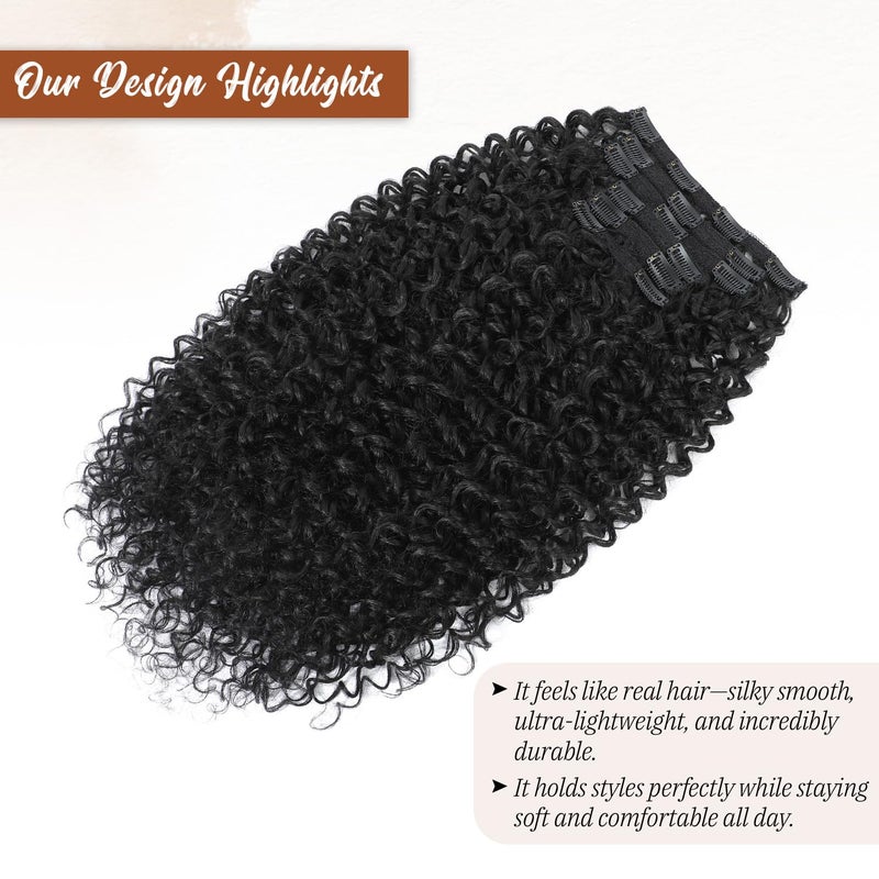 Molefi Curly Clip in Hair Extensions, Molefi 3b 3c Curly Clip Ins Full Head for Women 20 inch 100% Pure Protein Silk Hair Extensions for Bridal Party Daily 6PCS with 16 Clips/Set - Image 3
